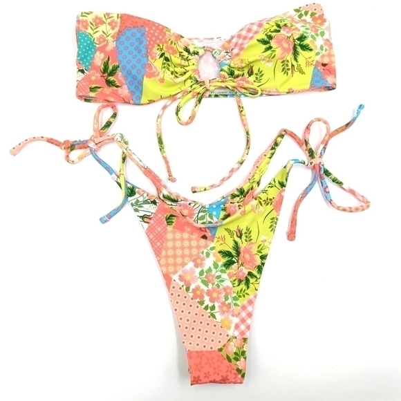 SHEIN Patchwork Bikini Sz M NWOT - Picture 2 of 3